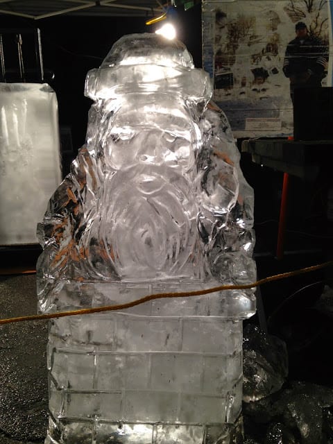 Kennywood Holiday Lights  santa ice sculpture