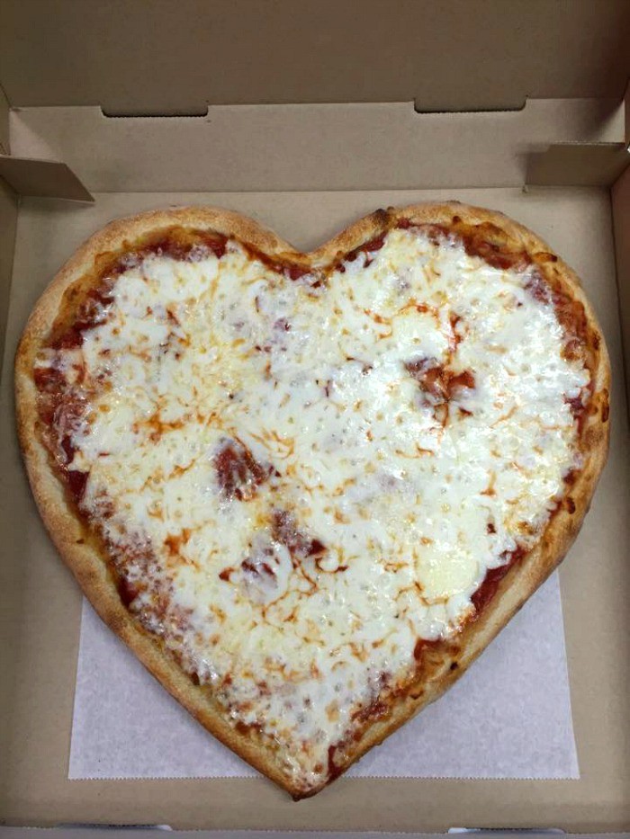 Pizza Italia heart-shaped pizza
