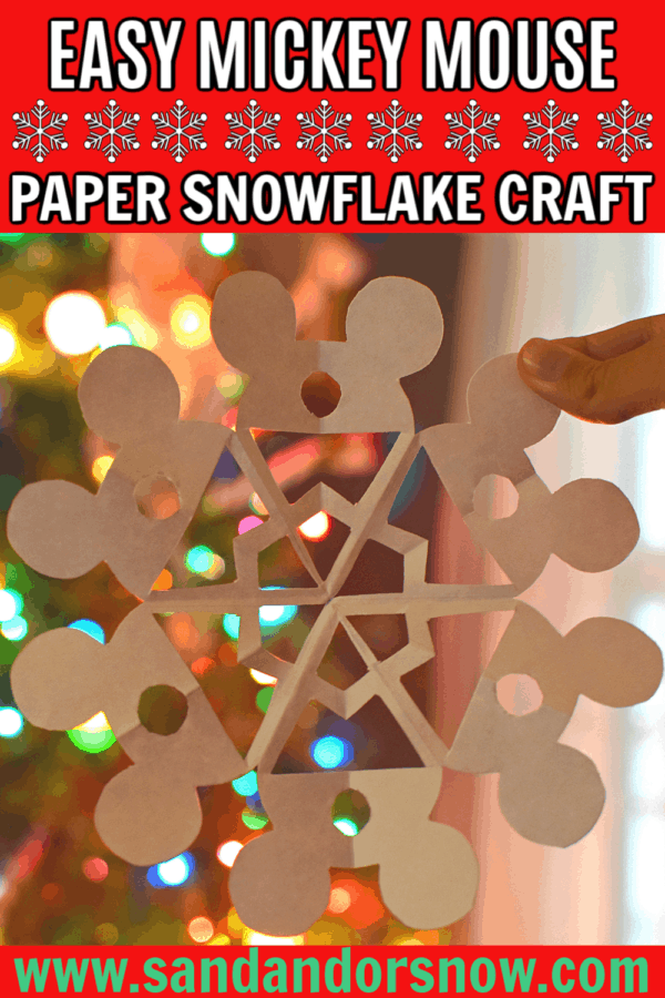 Looking for some easy, Disney-style paper snowflakes to add to your holiday decorating? This Mickey Mouse ears paper snowflake tutorial takes you step by step! #DisneyDecorating #Disney #PaperSnowflake #HolidayDecorating #MickeyEars