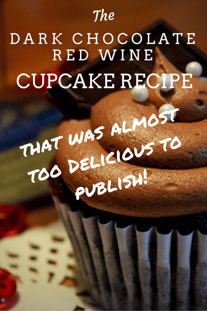 Looking for an easy, decadent recipe for dark chocolate red wine cupcakes? Here's the best dark chocolate red wine cupcake recipe - perfect for any occasion! #ChocolateCupcakeRecipe #DarkChocolate #RedWine #RedWineRecipe #ValentinesDayRecipe #ValentinesDayCupcakes 