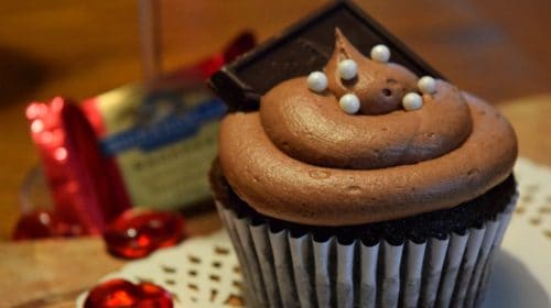 Dark chocolate red wine cupcake