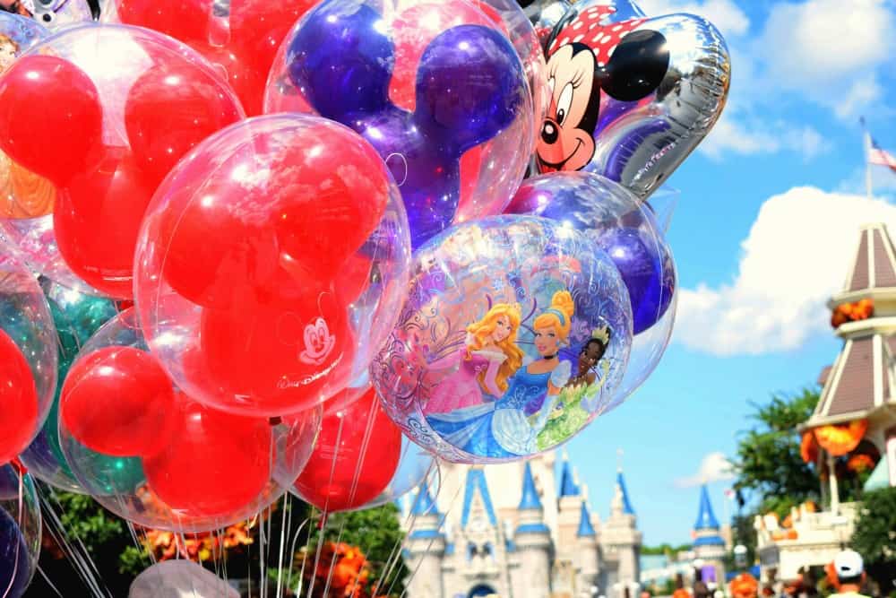Balloons on Main Street U.S.A. at Magic Kingdom Walt Disney World things not to pack for Walt Disney World