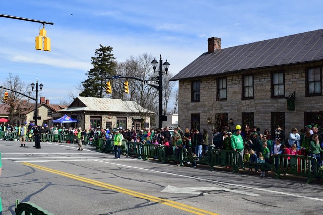 The streets of Dublin, Ohio on St. Patrick's Day