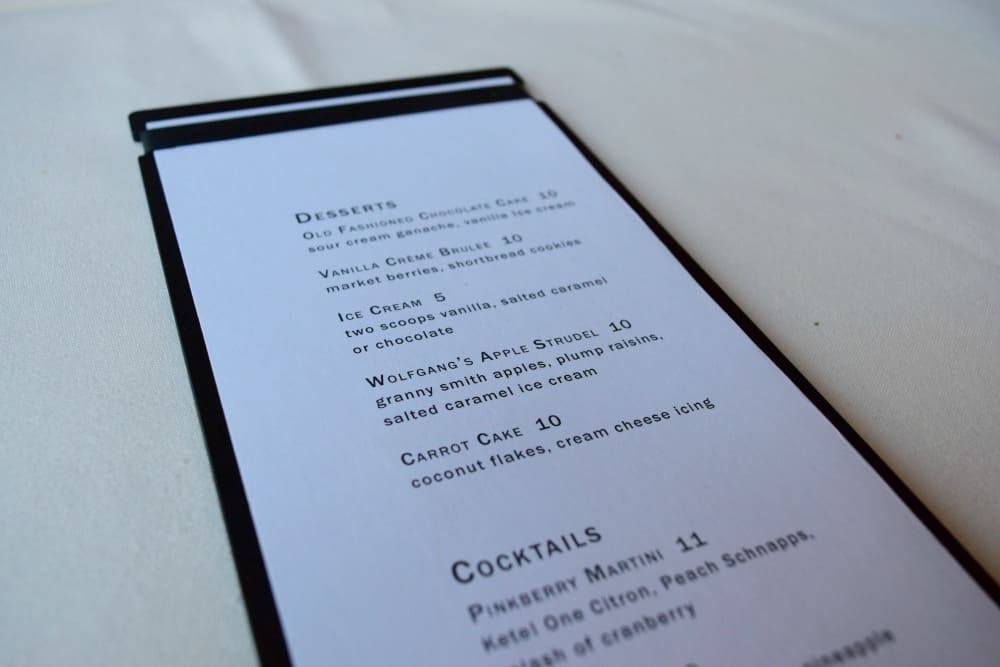 Wolfgang Puck Cafe Dessert menu