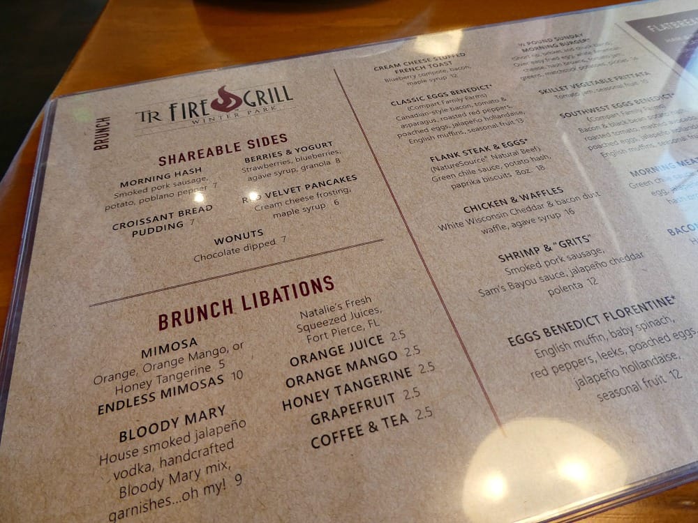 TR Fire Grill Brunch Menu