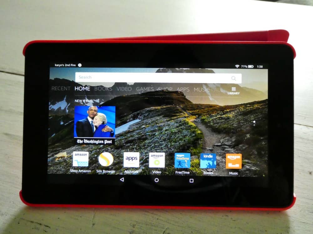 Kindle fire horizontal upright
