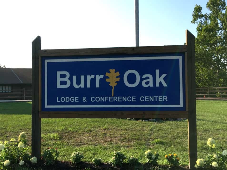 Burr Oak Lodge sign