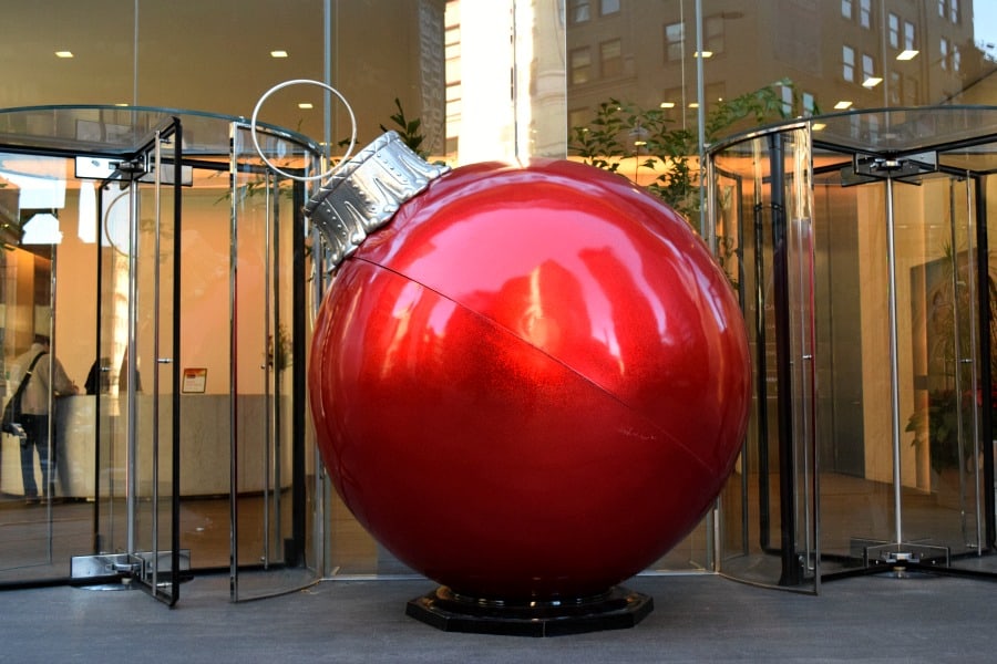 One of the fun holiday decorations in Downtown Pittsburgh - a giant Christmas ornament.