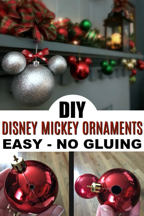 Looking for an easy and affordable way to make DIY Disney ornaments? Here's a super easy Mickey Mouse ornament tutorial with no gluing and super affordable items! #Disney 3DisneyDIY #DIYDisneyOrnaments #DisneyChristmas