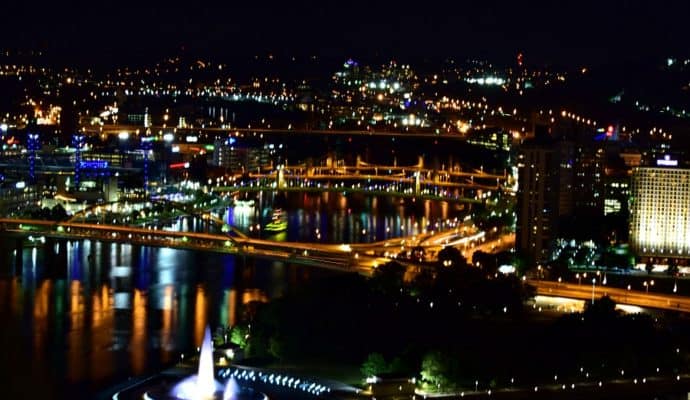 Places to Watch Sunsets in Pittsburgh -Point State Park Fountain