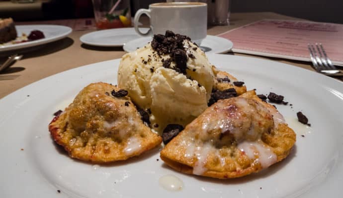 Braddock's Pittsburgh Brasserie Red Velvet Pierogie