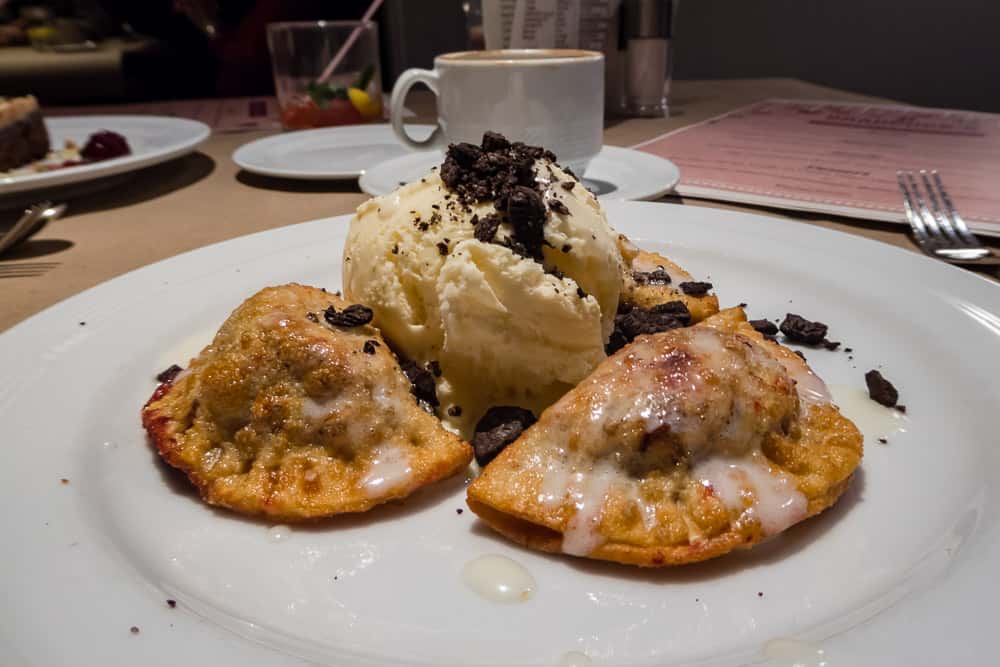 Braddock's Pittsburgh Brasserie Red Velvet Pierogie