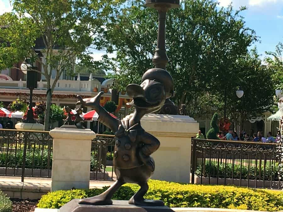Donald Duck Statue at Magic Kingdom things not to pack for Walt Disney World