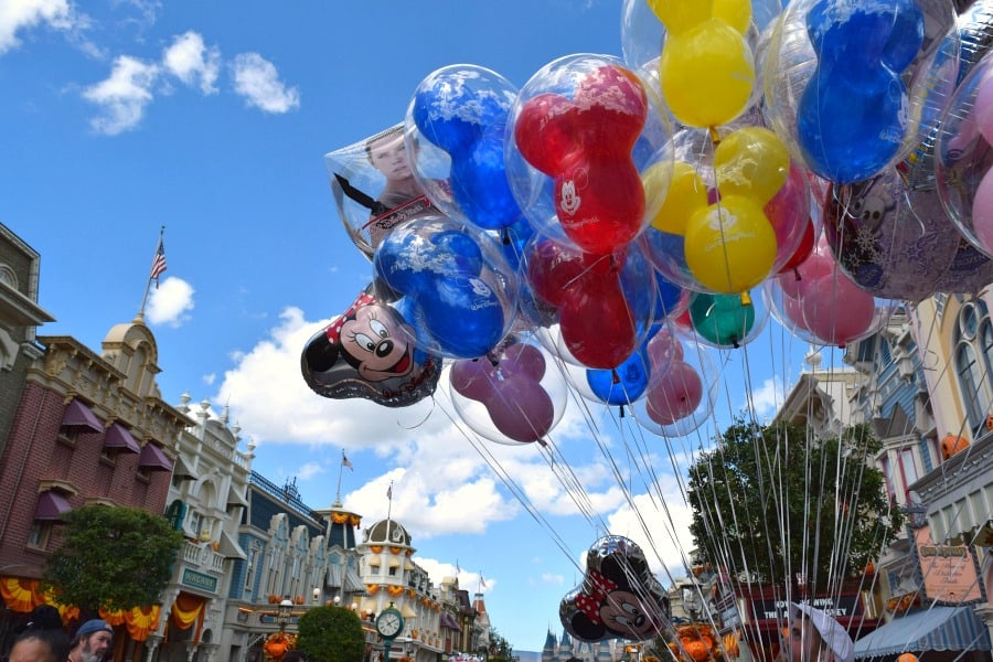 Main Street USA Balloons What not to pack for Disney