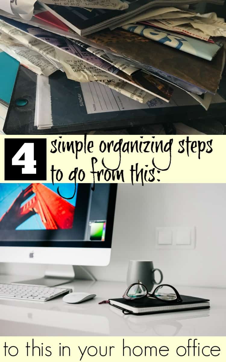 4 simple home office organization tips to go from overwhelmed to organized. 