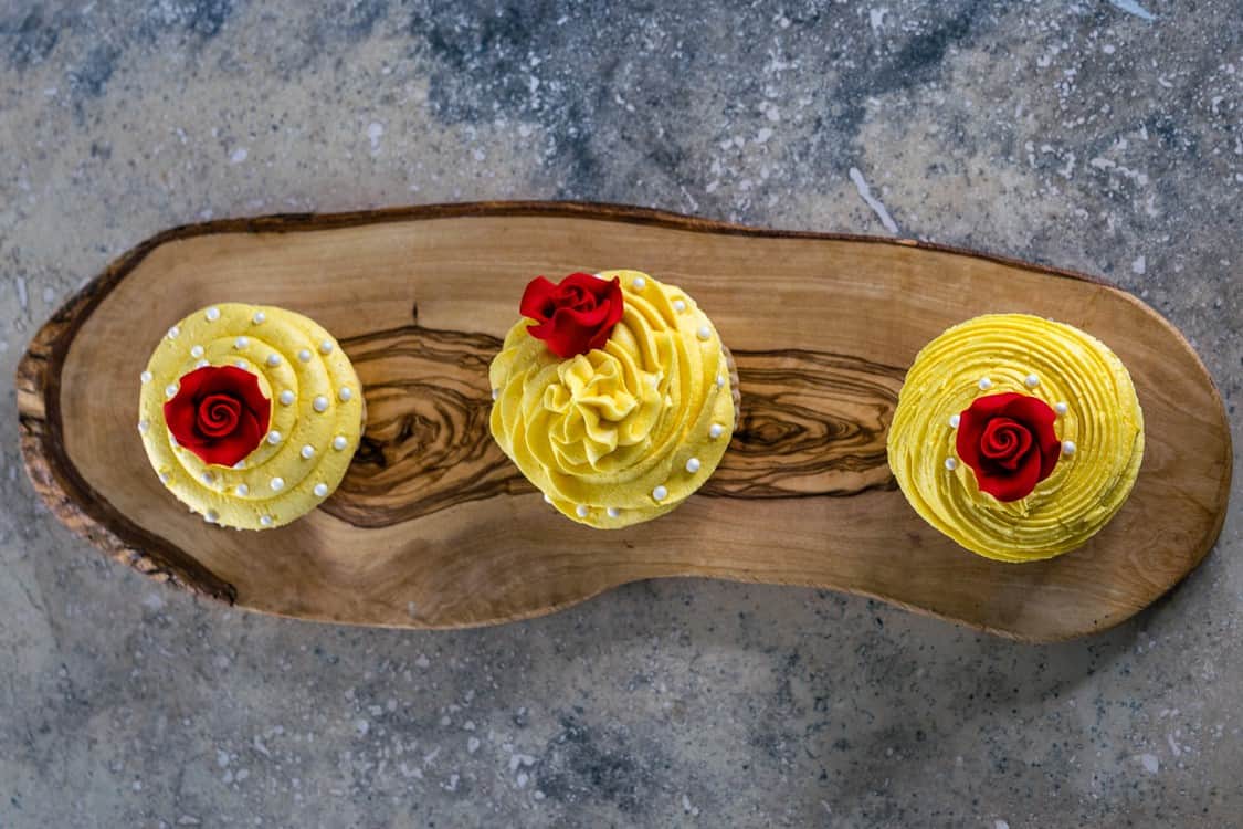 Beauty and the Beast Cupcake recipe three decorating styles