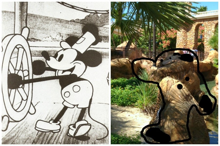 Hidden Mickeys Steamboat Willie in Magic Kingdom