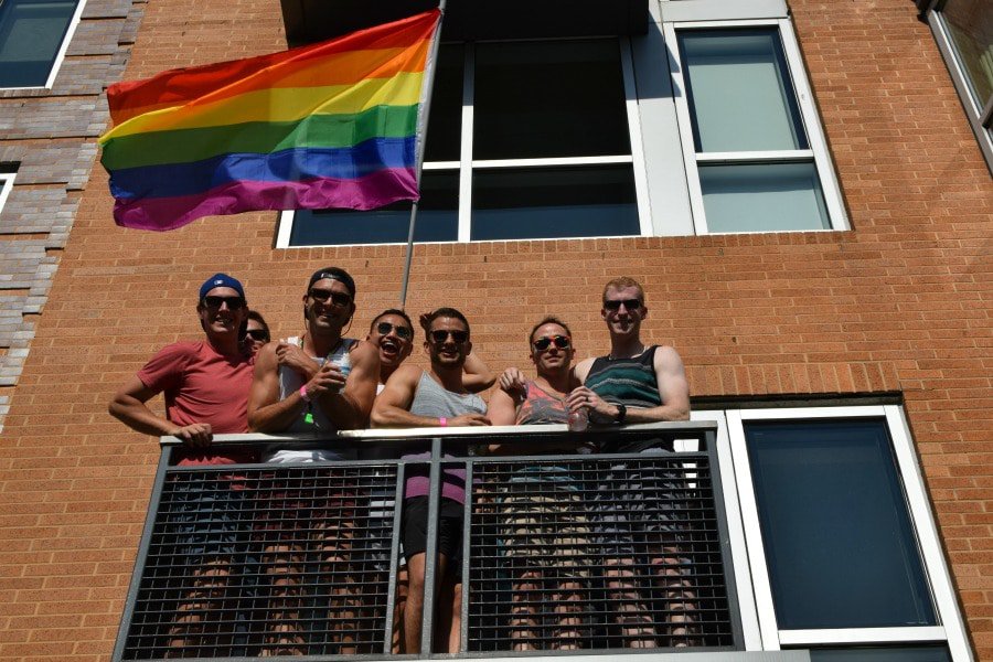 men on balcony at Nation's Capital Pride Fest Parade