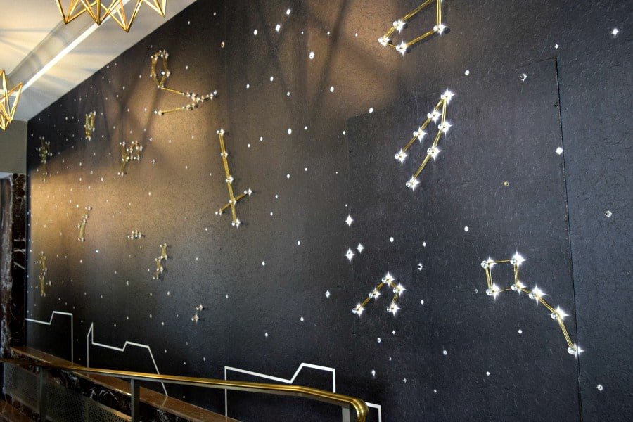 Lobby Constellations on the wall at Hotel LeVeque. 