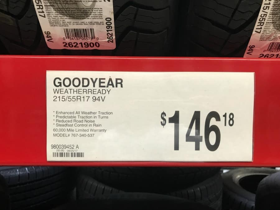 Goodyear Assurance Weatherready tires at Sam's Club