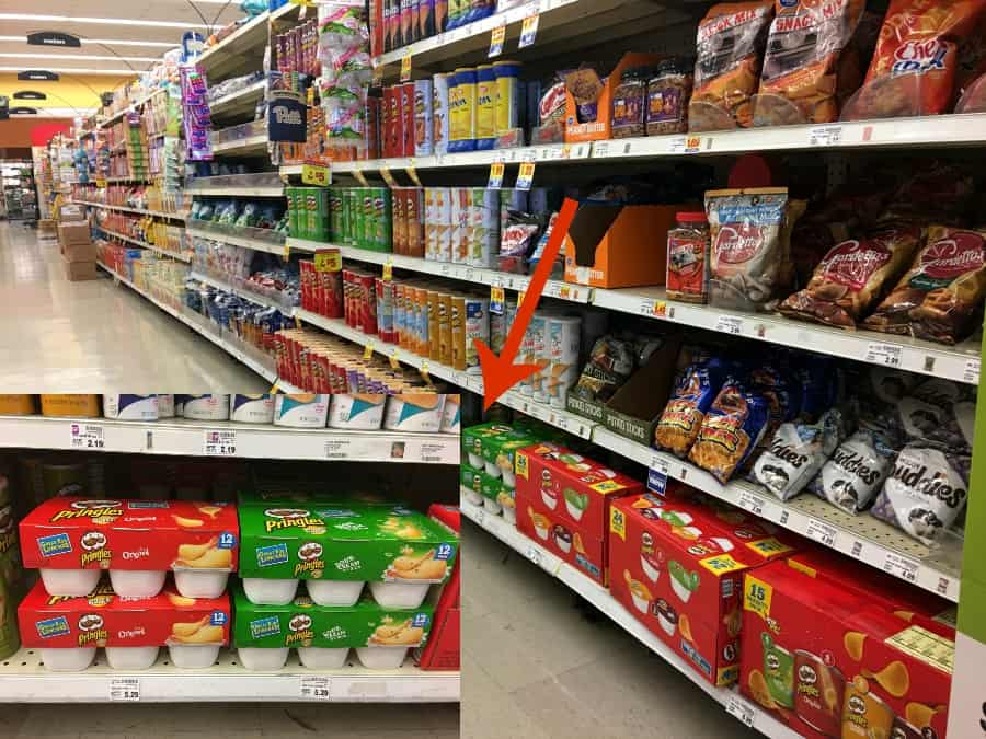 Pringles 12 pack on Kroger store shelves