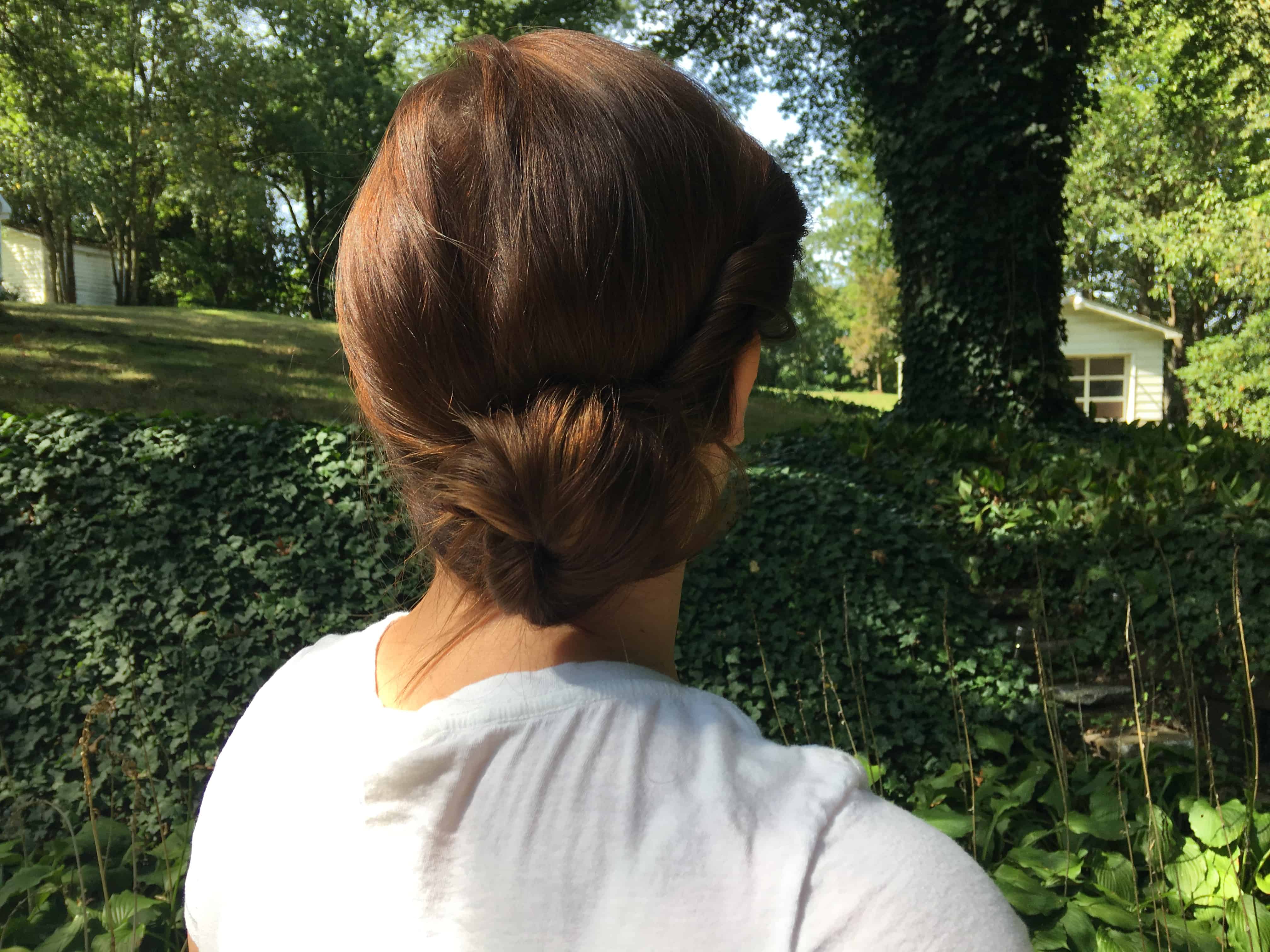 Side bun long hair updo