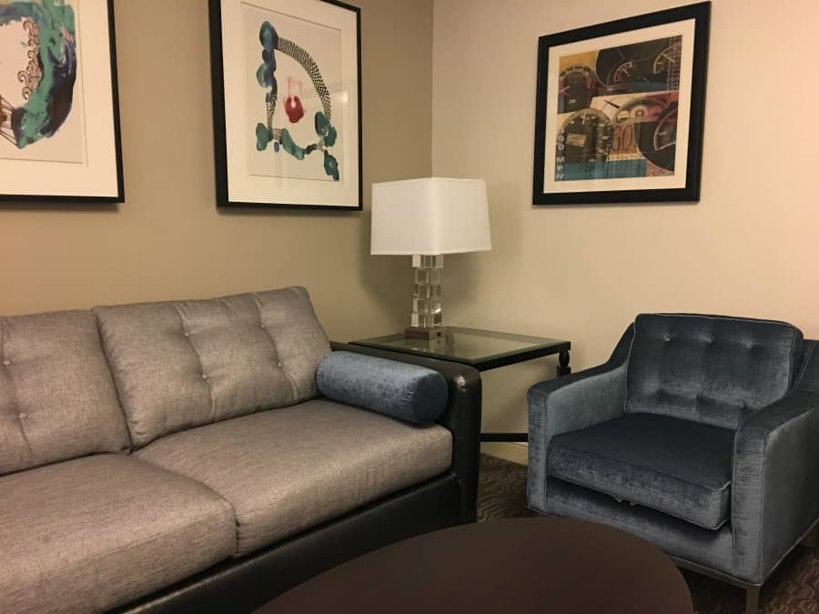 DoubleTree Suites Downtown Detroit - Fort Shelby living area.