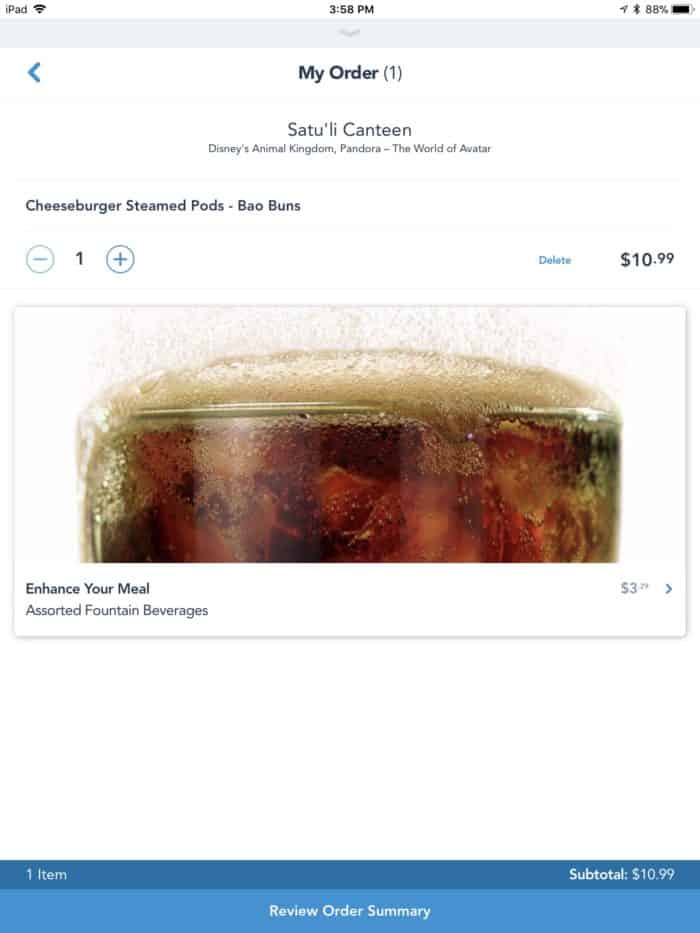 My Disney Experience Quick Service Restaurant ordering steps