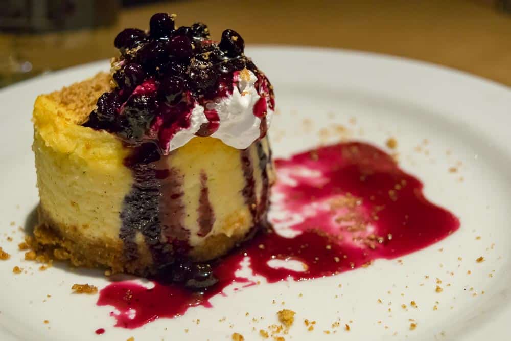 Braddock's Pittsburgh New Year's Eve Menu 2017 Fifth Course: Madagascan Vanilla Cheesecake with blueberry compote. 