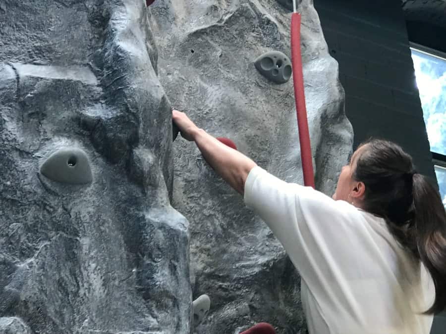 Paddle and Board, the new outdoor shop in Sandusky, has an indoor climbing wall. 
