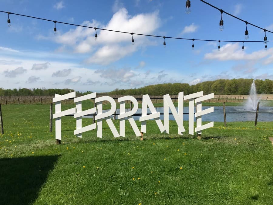 Must-visit wineries in Geneva, Ohio: The new Ferrante Winery Sign. 