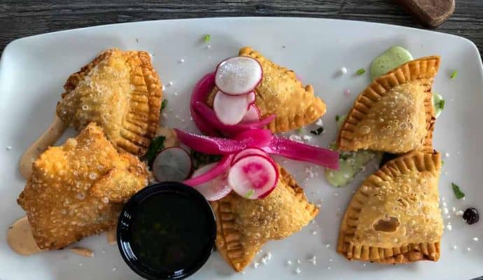 Where to eat in Clearwater Beach: Trio of Empanadas at Marina Cantina in Clearwater Beach. 