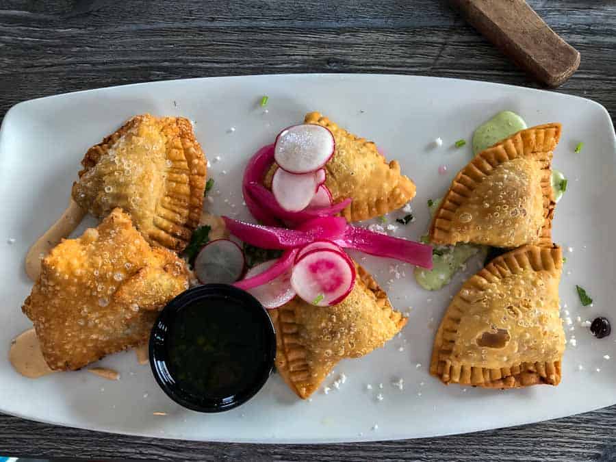 Where to eat in Clearwater Beach: Trio of Empanadas at Marina Cantina in Clearwater Beach. 
