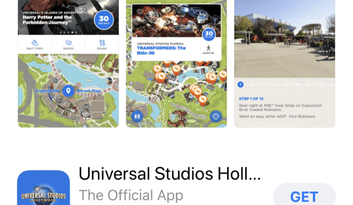 Both Universal Orlando and Universal Hollywood have free apps. 
