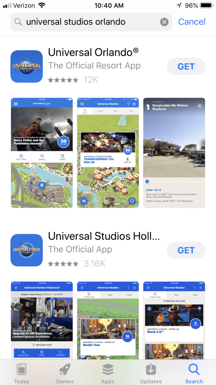 Both Universal Orlando and Universal Hollywood have free apps. 