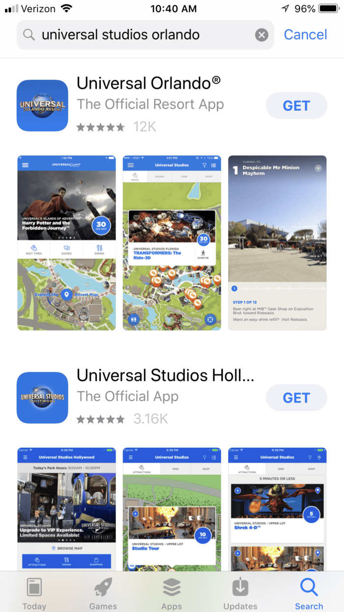 Both Universal Orlando and Universal Hollywood have free apps.