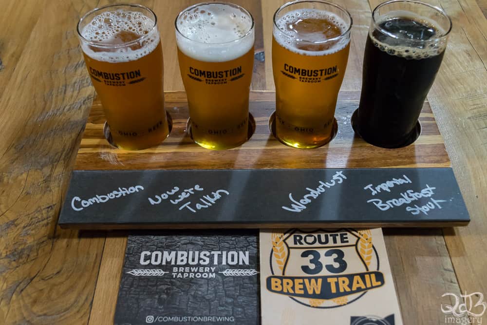 Route 33 Brew Trail Combustion Brewery Beer flight