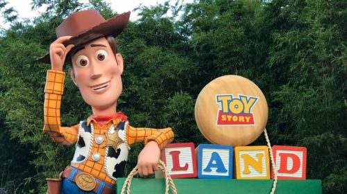 Woody tips his hat to toys that come to play in the new Toy Story Land in Disney's Hollywood Studios.