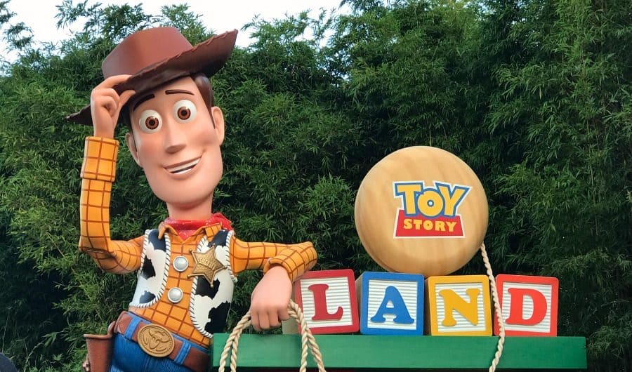Woody tips his hat to toys that come to play in the new Toy Story Land in Disney's Hollywood Studios.