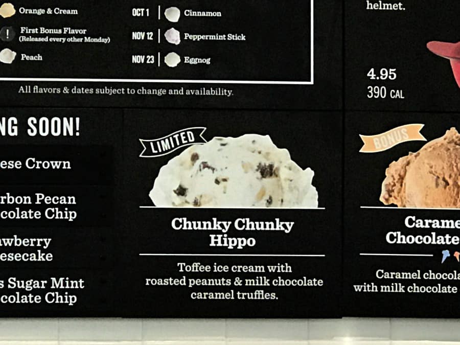 Chunky Chunky Hippo ice cream - a tribute to Fiona the Hippo - at Graeter's Ice Cream in Cincinnati, Ohio.