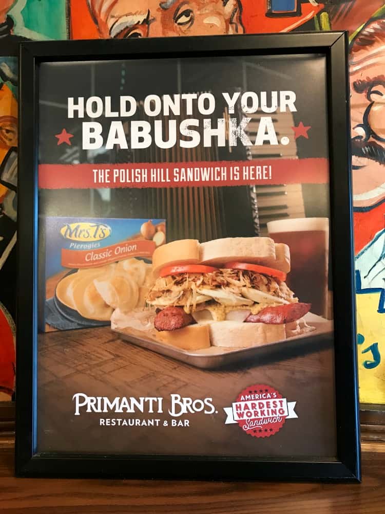 The Polish Hill Sandwich from Primanti Bros. featuring Mrs. T's Pierogies.