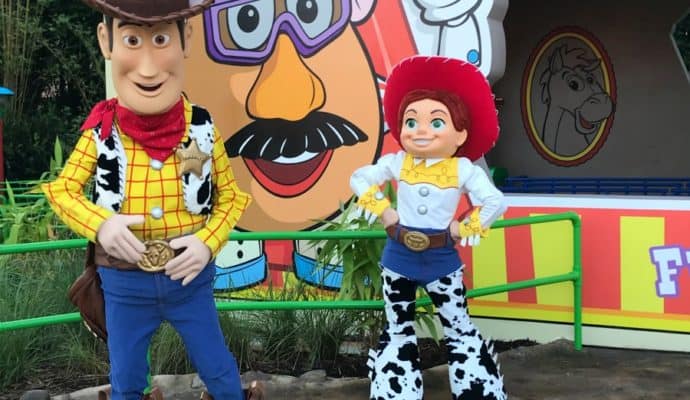 Woody and Jessie meet and greet in Toy Story Land. 