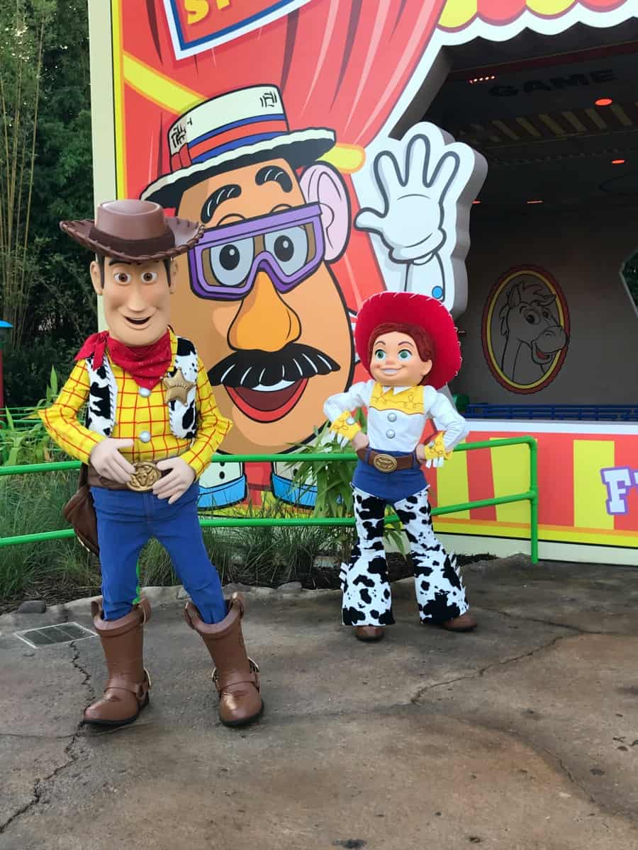 Woody and Jessie meet and greet in Toy Story Land. 