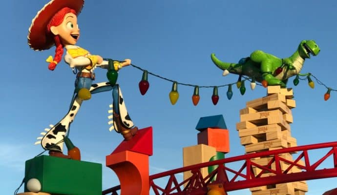 Jessie and Rex in Slinky Dog Dash in Toy Story Land. 