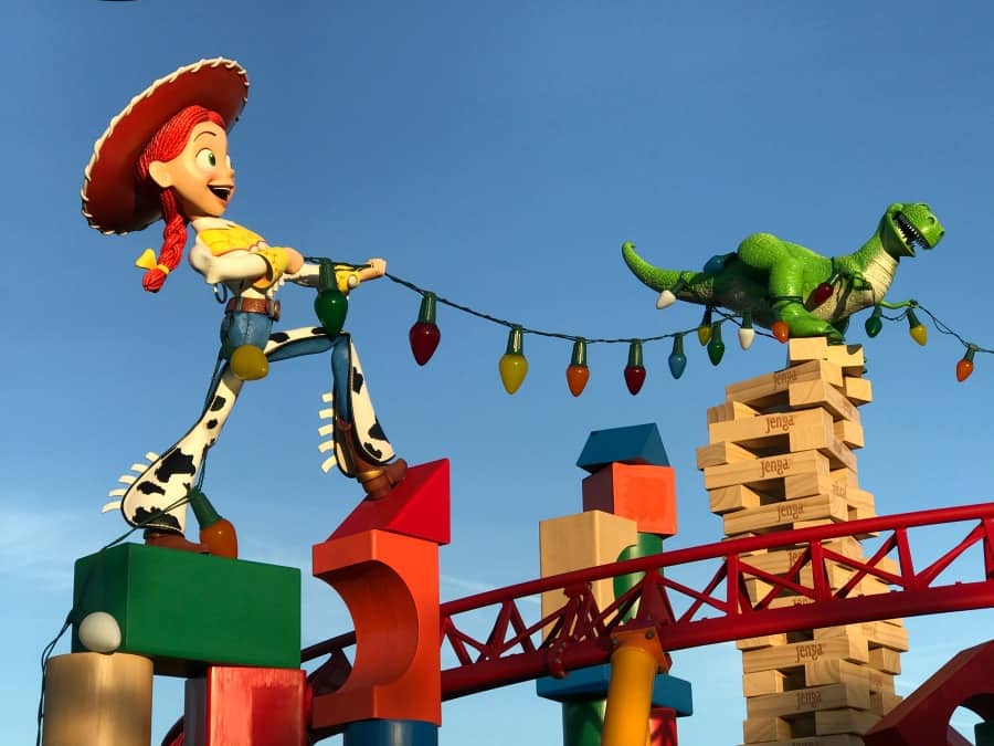 Jessie and Rex in Slinky Dog Dash in Toy Story Land. 