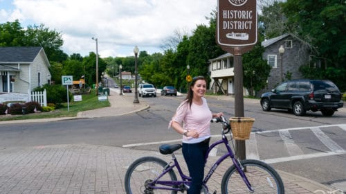 Unique things to do in Canton, Ohio - Checking out Historic Canal Fulton with a rental bike from Ernie's Bicycle Shop.