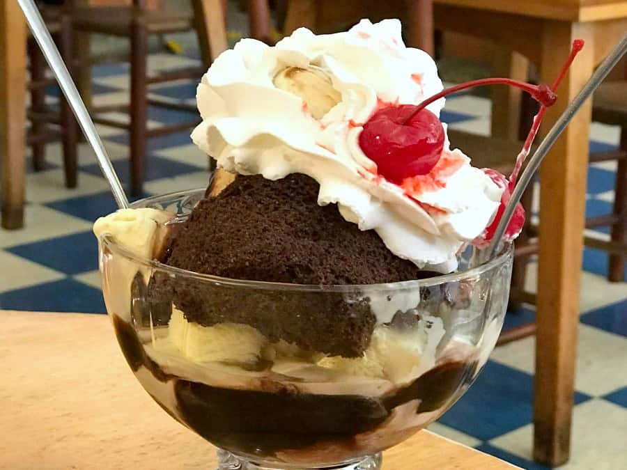 A giant brownie sundae at Taggart's Ice Cream Shop in Canton, OH. 
