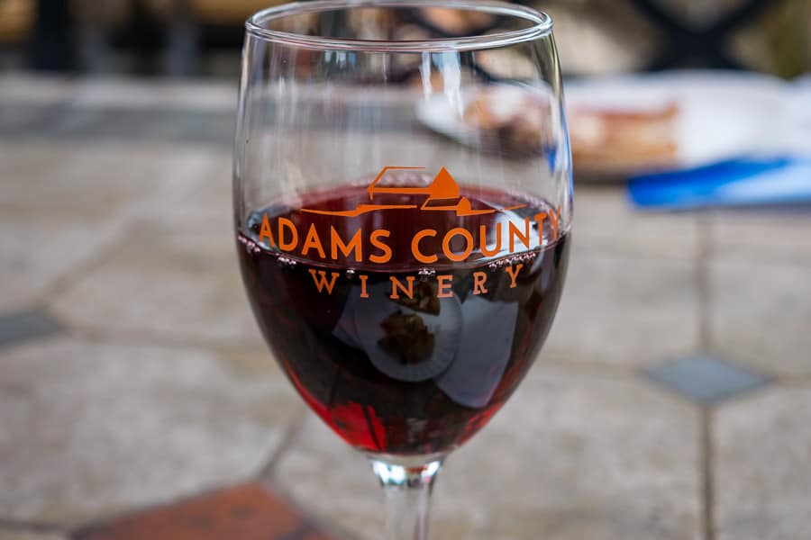 Test-driving the reds at Adams County Winery.