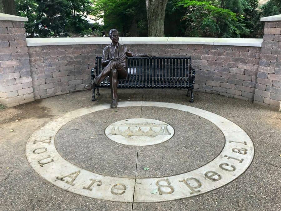 The Fred Rogers Statue in James H. Rogers Park.