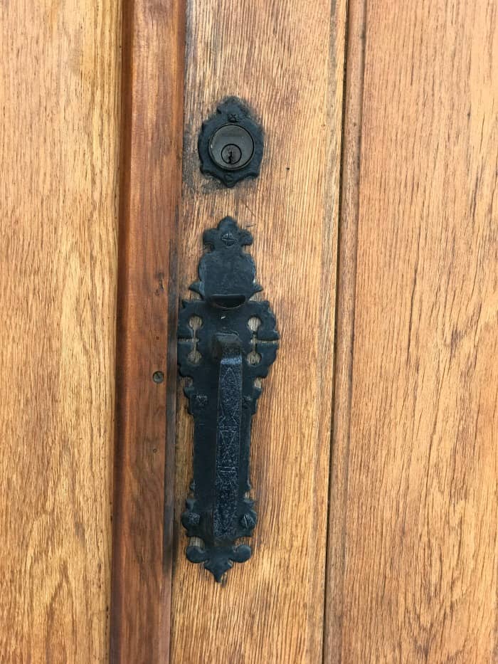 Front door handle of Latrobe Presbyterian Church in Latrobe, PA. 